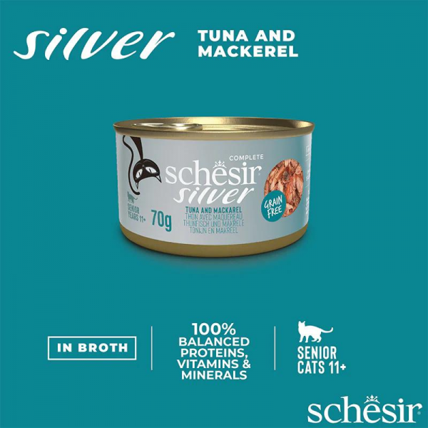 Schesir Silver Senior Cat Wholefood - Tuna And Mackerel ( 70g )