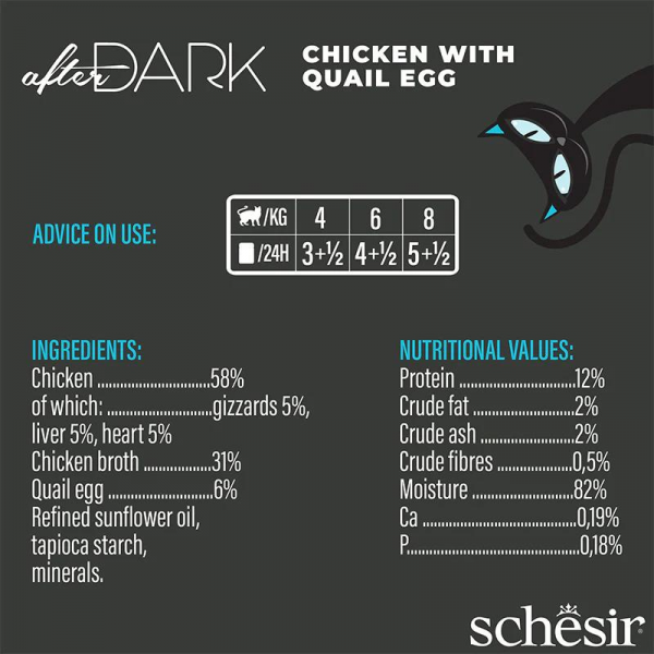 Schesir After Dark Wholefood In Broth For Cat - Chicken With Quail Egg 80g