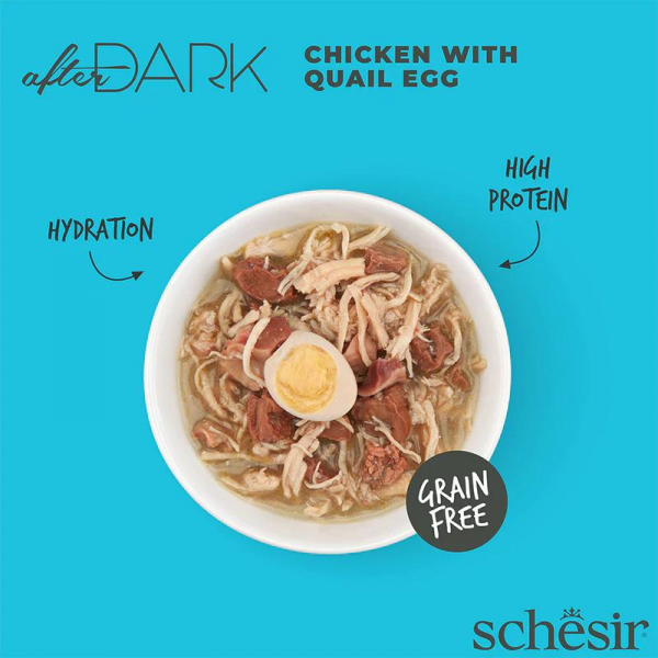 Schesir After Dark Wholefood In Broth For Cat - Chicken With Quail Egg 80g