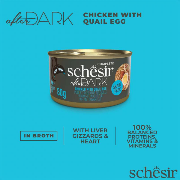 Schesir After Dark Wholefood In Broth For Cat - Chicken With Quail Egg 80g