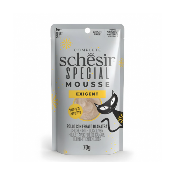 Schesir Special Mousse (Exigent) For Cat - Chicken With Duck Liver 70g