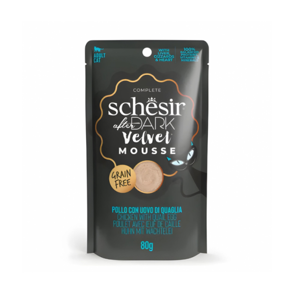 Schesir After Dark Velvet Mousse For Cat - Chicken With Quile Egg 80g