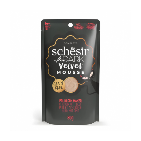 Schesir After Dark Velvet Mousse For Cat - Chicken With Beef 80g