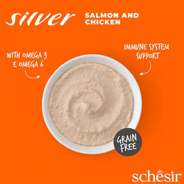 Schesir Silver Mousse Senior Cat - Salmon And Chicken 80g