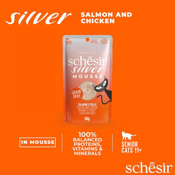 Schesir Silver Mousse Senior Cat - Salmon And Chicken 80g