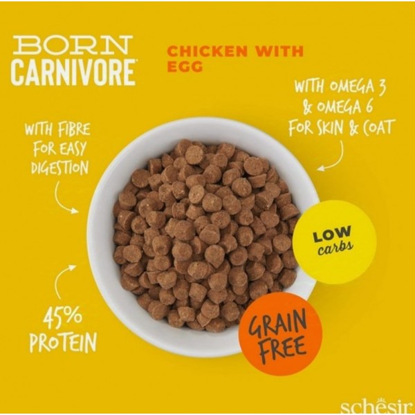 Schesir Born Carnivore Grain Free Oven Baked Dry Cat Chicken & Egg 1.25kg