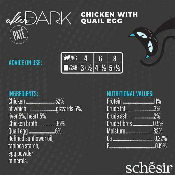 Schesir After Dark Patè For Cat - Chicken With Quail Egg 80g