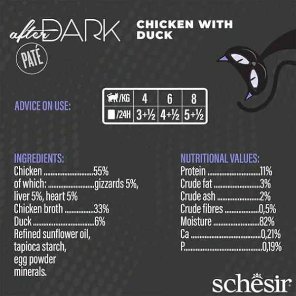 Schesir After Dark Patè For Cat - Chicken With Duck (80g X 12)