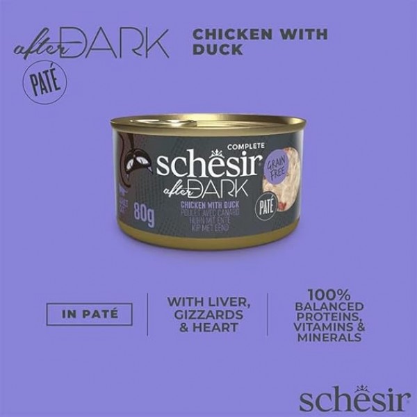 Schesir After Dark Patè For Cat - Chicken With Duck (80g X 12)