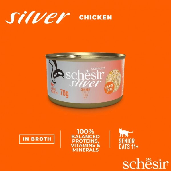 Schesir Silver Senior Cat Wholefood - Chicken (70g X 12) 1BOX