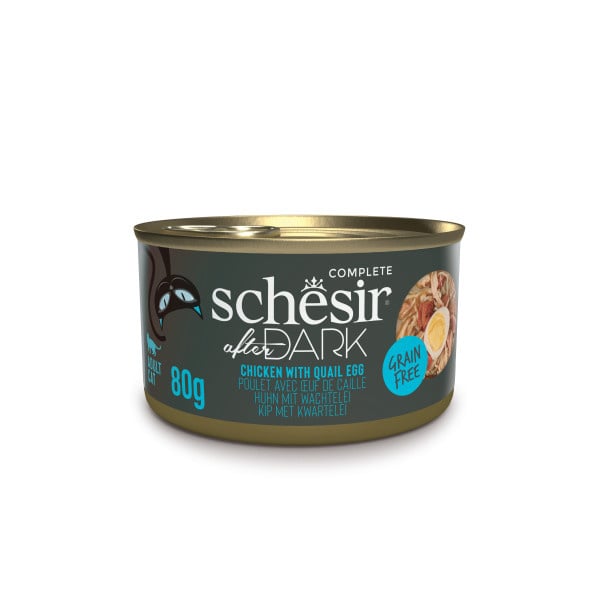 Schesir After Dark Wholefood In Broth For Cat - Chicken With Quail Egg (80g X 12)