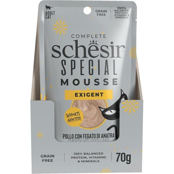 Schesir Special Mousse (Exigent) For Cat - Chicken With Duck Liver (70g X 12) 1BOX