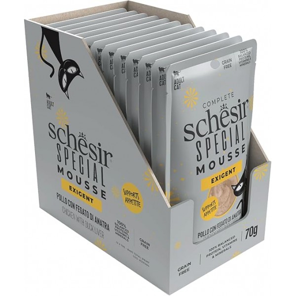 Schesir Special Mousse (Exigent) For Cat - Chicken With Duck Liver (70g X 12) 1BOX