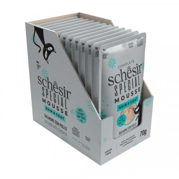 Schesir Special Mousse (Skin & Coat) For Cat - Salmon With Chicken (70g X 12) 1BOX