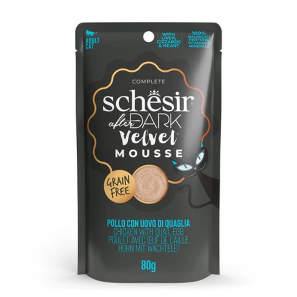 Schesir After Dark Velvet Mousse For Cat - Chicken With Quile Egg 80gX12pcs