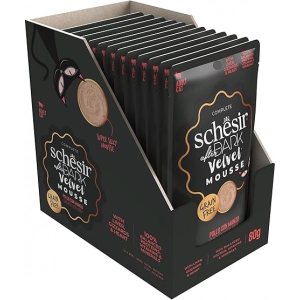 Schesir After Dark Velvet Mousse For Cat - Chicken With Beef 80gX12pcs