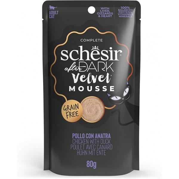 Schesir After Dark Velvet Mousse For Cat - Chicken With Duck 80gX12pcs