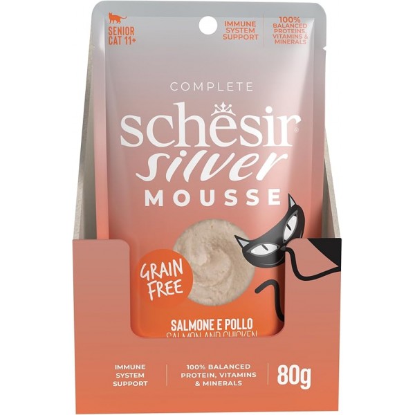 Schesir Silver Mousse Senior Cat - Salmon And Chicken (80g X 12) 1BOX