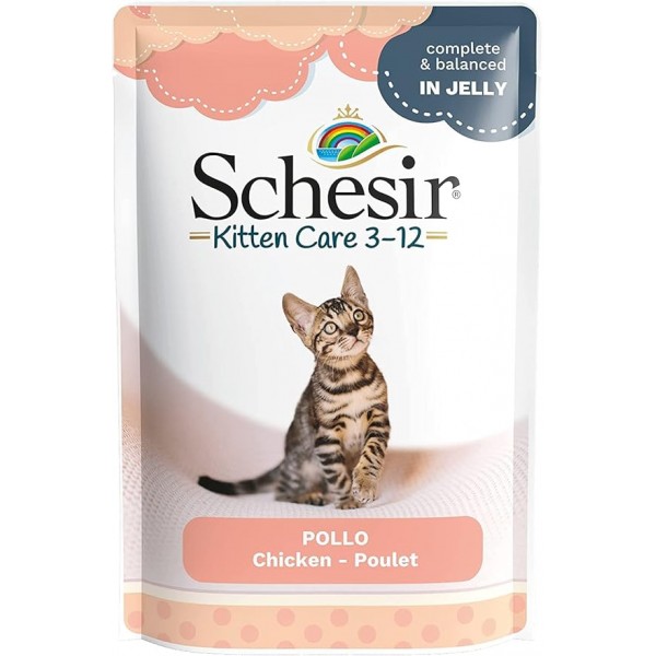 Schesir Kitten Care 3-12 in Jelly Chicken Pouch (85g X 20) 1BOX