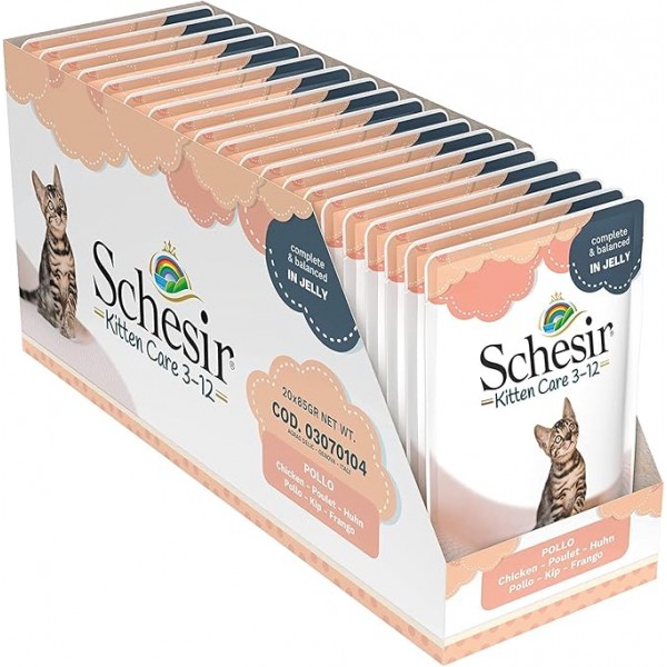 Schesir Kitten Care 3-12 in Jelly Chicken Pouch (85g X 20) 1BOX