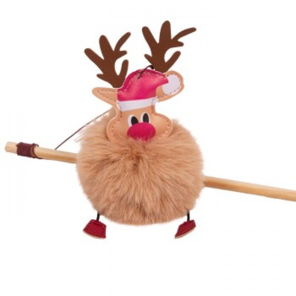 CHRISTMAS CAT STICK FLUFFY DEER ( 40 CM )