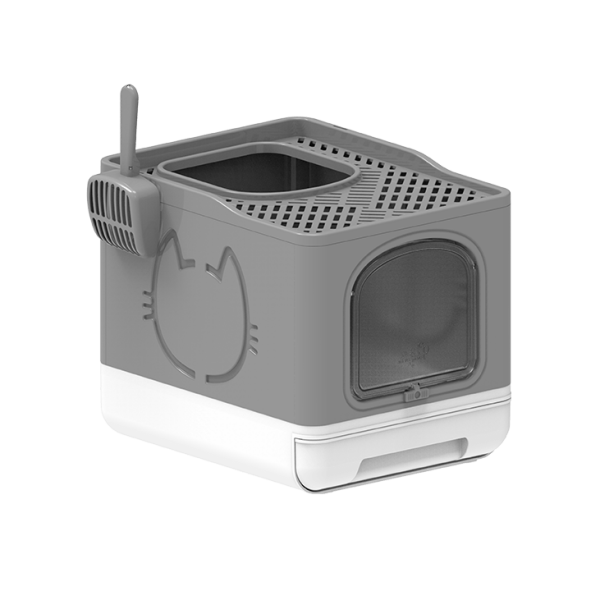 GO FRESH - FOLDABLE CAT LITTER BOX - GREY(40.7cm)