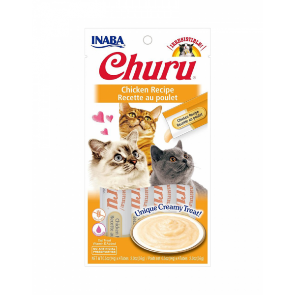 INABA CHURU CHICKEN RECIPE CAT TREAT 14g 4 tube ( 6 Pack X 1 Box )