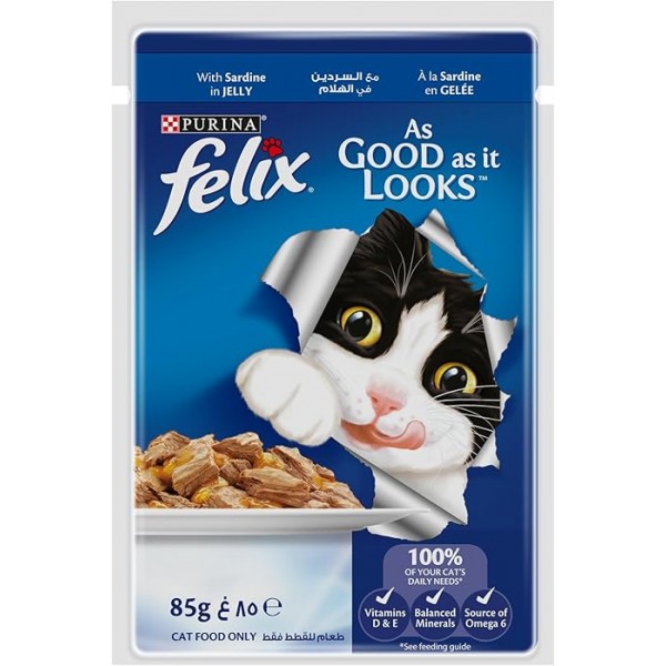 Purina Felix As Good As it Looks Adult Cat With Sardine In Jelly 85g