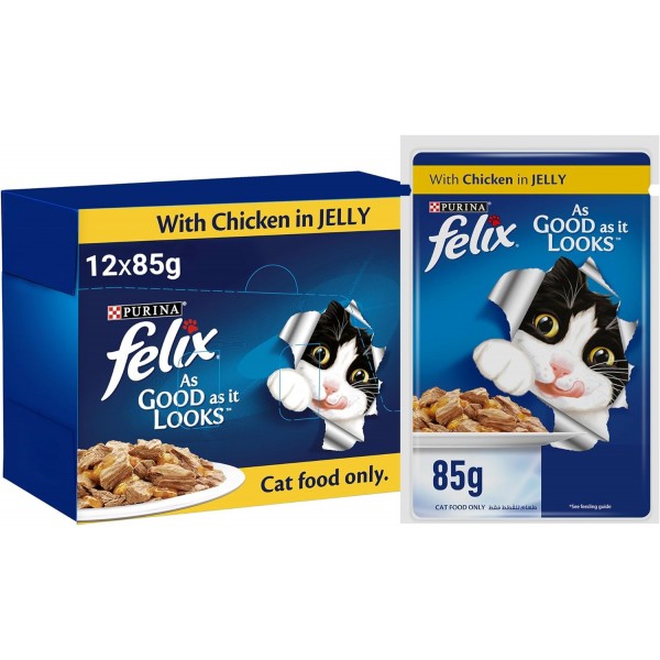 Purina Felix As Good As it Looks Adult Cat With Jelly In Jelly, 85g, 12 Pack