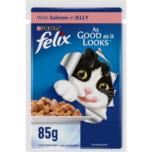 Purina Felix As Good As it Looks Adult Cat with Salmon in Jelly, 85g, 12 Pack