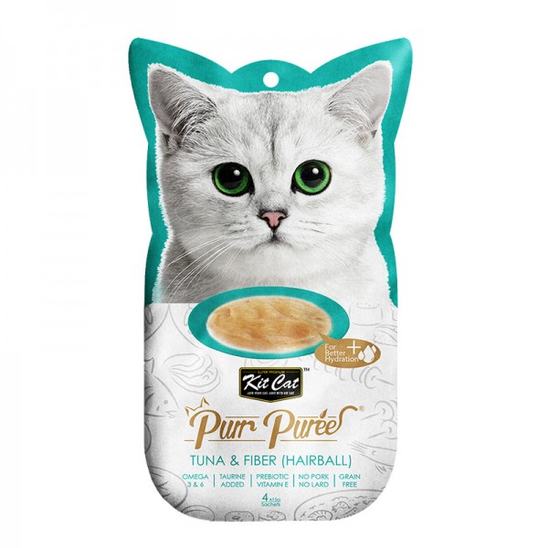 Kit Cat Purr Puree Tuna & Fiber (Hairball) (4 Sachets )