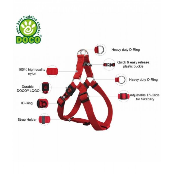 DOCO Signature Step-In Harness+Nylon Leash - 4ft Small