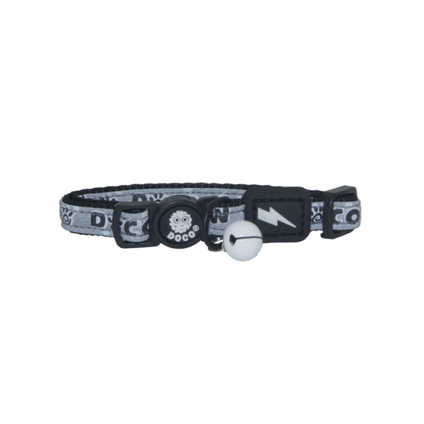 DOCO® Reflective Cat Collar - Printed Pattern, 1.0 X 19-31cm(XS) Black