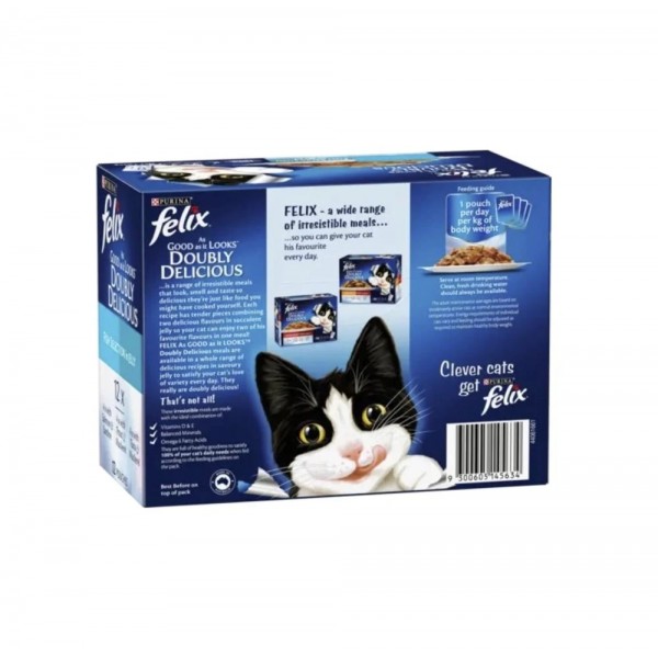 FELIX - Adult Doubly Delicious Fish Selection in Jelly Wet Cat Food (85g x 12pk)