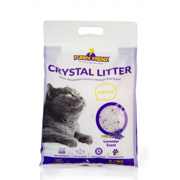 FURRY FRENZ CRYSTAL LITTER For All Your Pet Care Need 7 Litter ( 3 KG  x 6 bag )  Total 18 kg