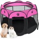 Soft Fabric Portable Foldable Pet Dog Cat Puppy Playpen, Indoor/Outdoor use Pet Kennel Cage D31.5 x H23 inch PINK