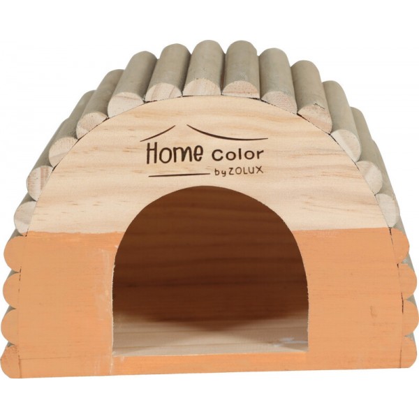 ZOLUX HOME COLOR WOODEN HOUSE-ROUND TIMBERS -( MEDIUM-ORANGE )