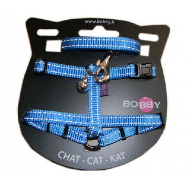 BOBBY SAFE HARNESS & LEAD BLUE- XS ( 28 CM ) For Cat