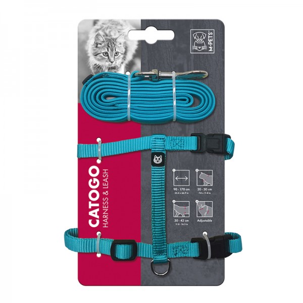 M-PETS Catogo Cat Harness & Leash Set (Blue)