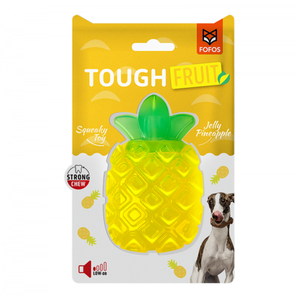 FOFOS Tough Fruit Squeaky Jelly Pineapple Dog Toy