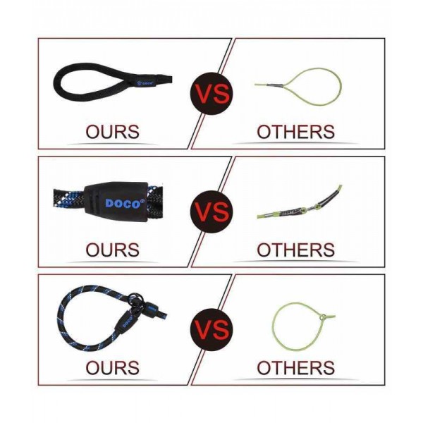 DOCO REFLECTIVE ROPE LEASH-COLLAR ( 30 CM BLACK )