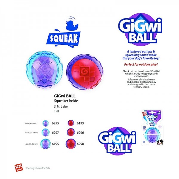 Gigwi G-Ball Purple&Blue Squeaker Transparent FOR DOG (Medium)